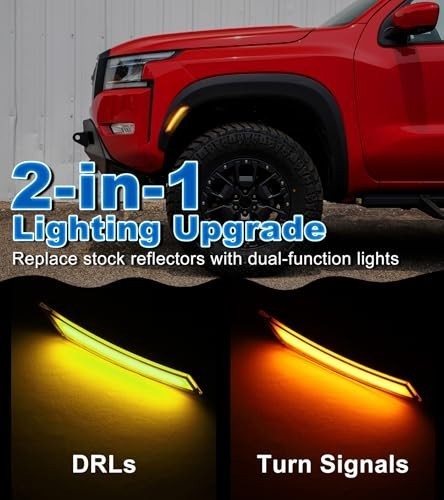 LED Side Marker Lights for Nissan Frontier 2022-2025, Sequential Turn Signal NEW