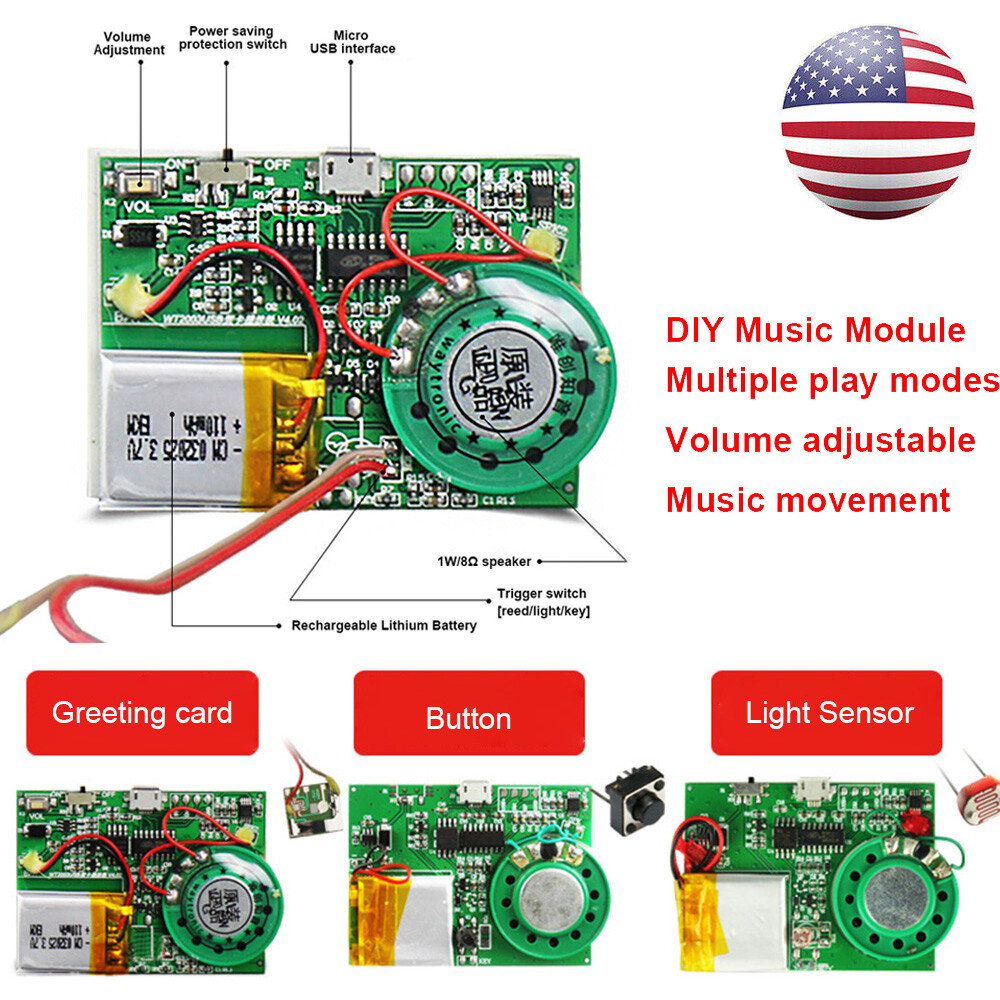 8M Recordable Sound Module MP3 Music Voice Player Board for Greeting Card DIY