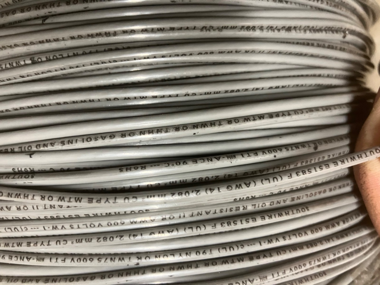 Wire Grey 2500′ FT Roll Stranded Copper THHN/THWN UL Listed
