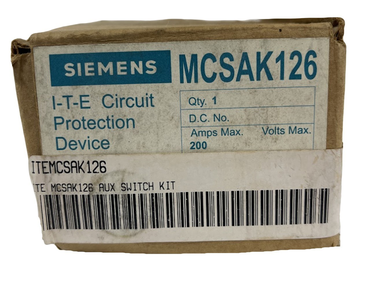 Siemens MCSAK126 Auxiliary Switch Kit 200A Breaker OEM Circuit Protection