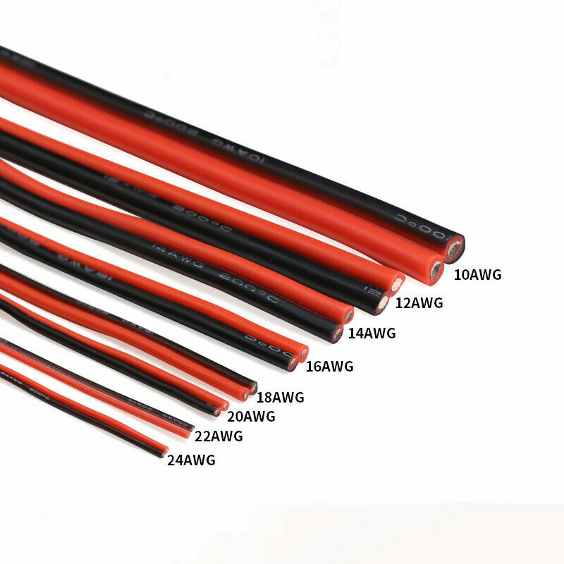 2Pin Red&Black Silicone Wire 10AWG-24AWG Extra Soft Silicone Cable Tinned Copper