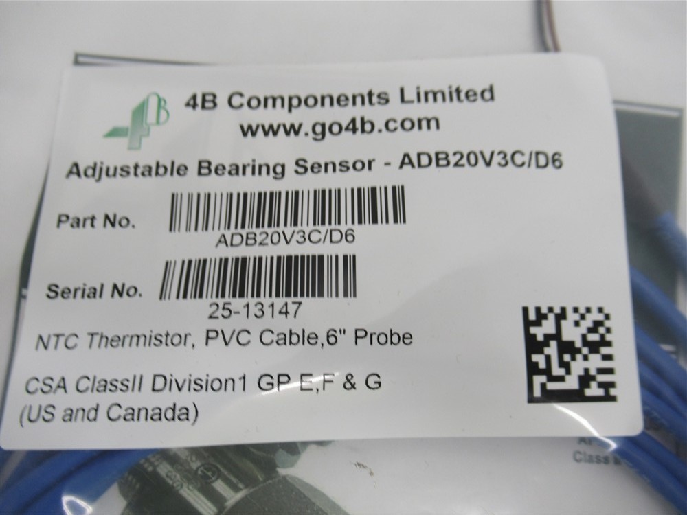 4B Components Limited ADB20V3C/D6, 6″ Probe NTC Thermistor, PVC Cable