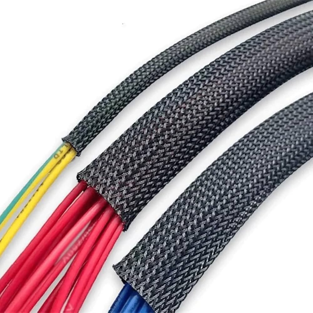 50 FT 1/4″ Black Expandable Wire Cable Sleeving Sheathing Braided Loom Tubing US