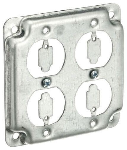 Steel City RS-8, 4″ Box, 1/2″ Raised, 2 Duplex Receptacle Outlet Box Cover, 1 pc