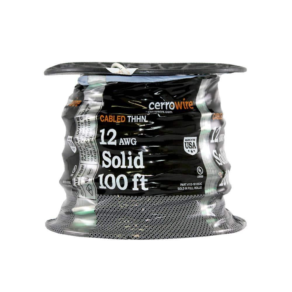 Cerrowire Tri-Wire 100 ft. 12/3 Solid CU THHN Black White Green Heat Resistant
