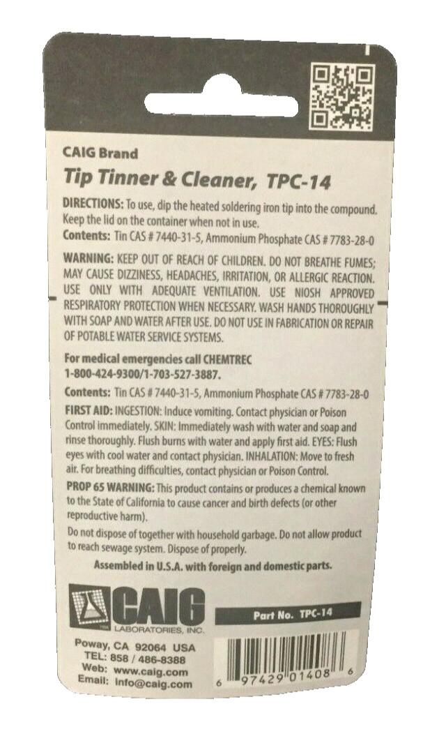 Caig TPC-14 Soldering Tip Cleaner & Conditioner 14.2 grams – New!