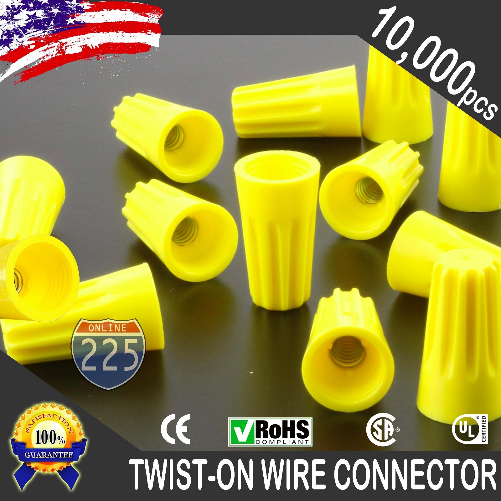 10000 Yellow Twist-On Wire Connector Connection nuts 18-12 Gauge Barrel Screw