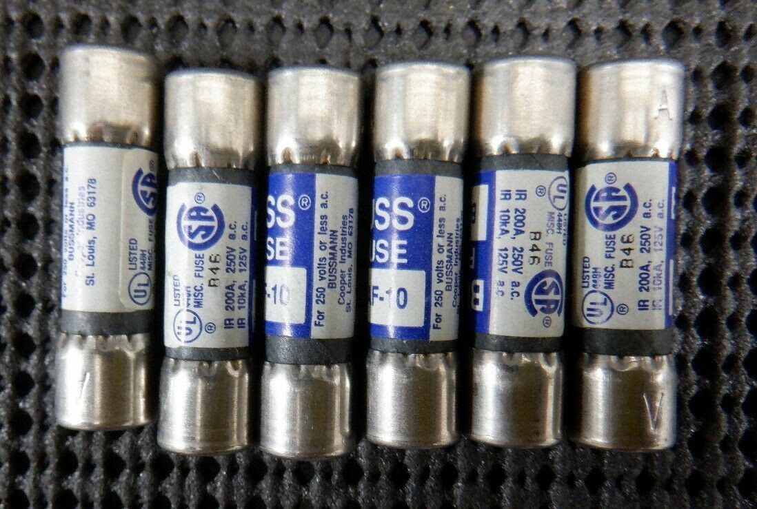 Cooper Bussmann BAF-10 Fast Acting 10A 250V Fuse – Lot of 6