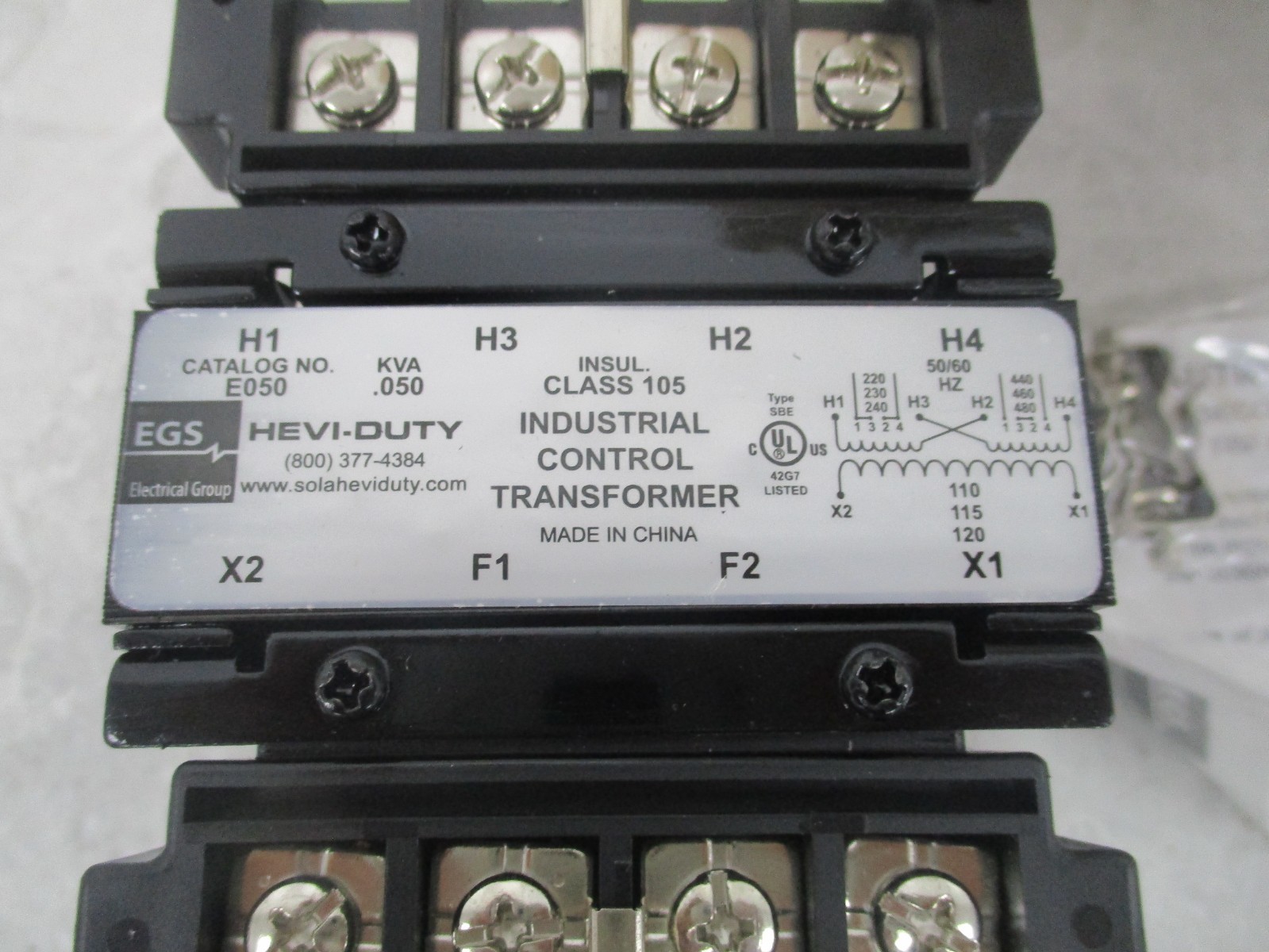 EGS E050 TRANSFORMER, .050 KVA, 1PH, 220-280VAC, XA0049