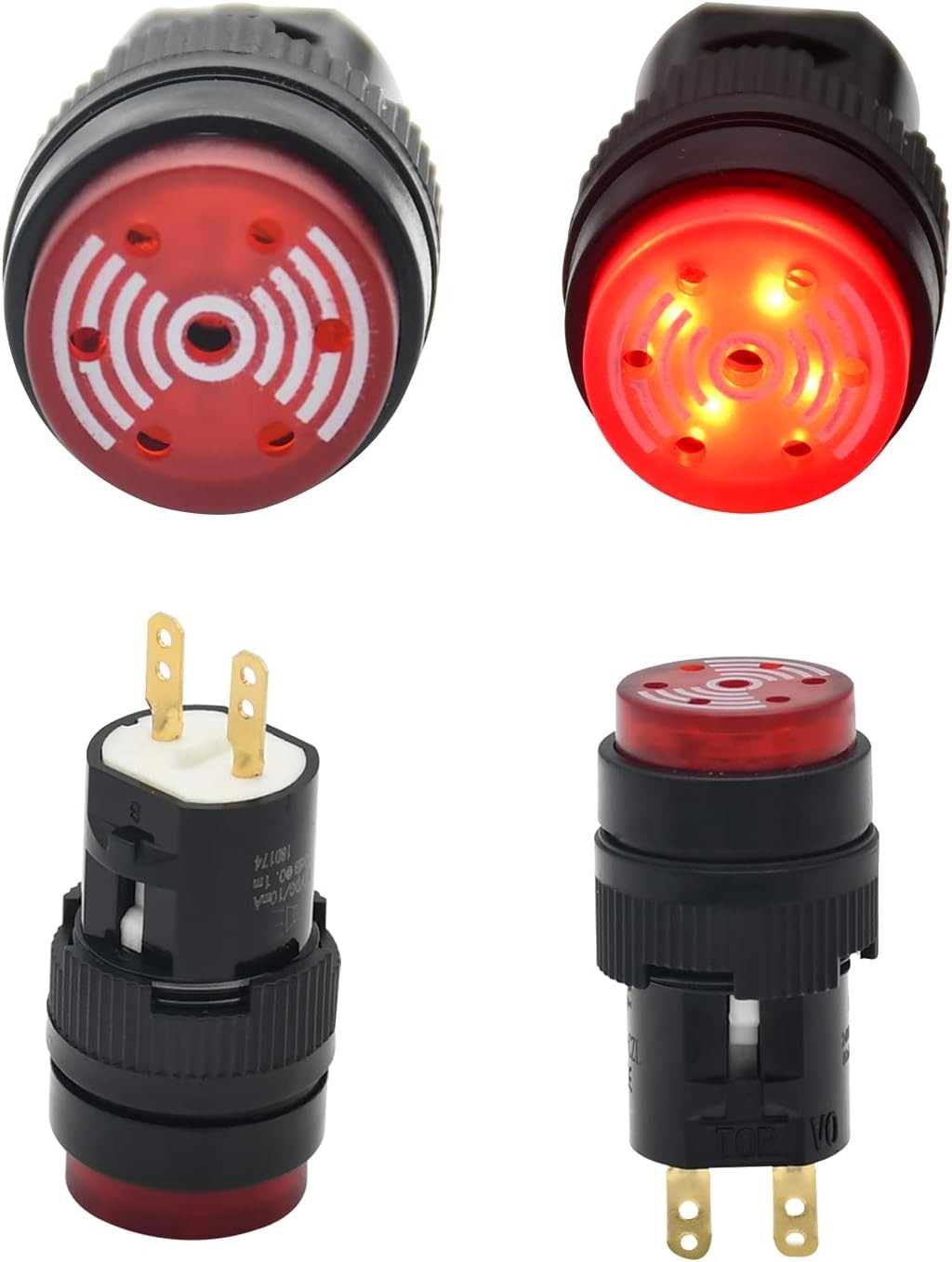 16MM Buzzer Red Indicator Light Lamp 12V DC LED 0.63 Round Cap Alarm Signal
