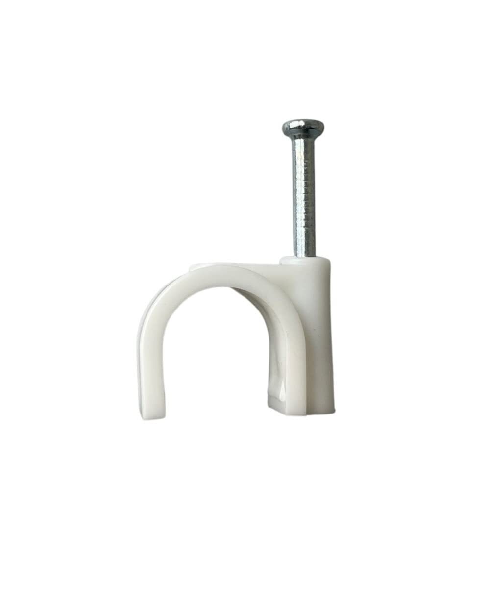 Round White & Black Cable Clips 5mm-12mm with Fixing Nails – Packs of 10-100-400