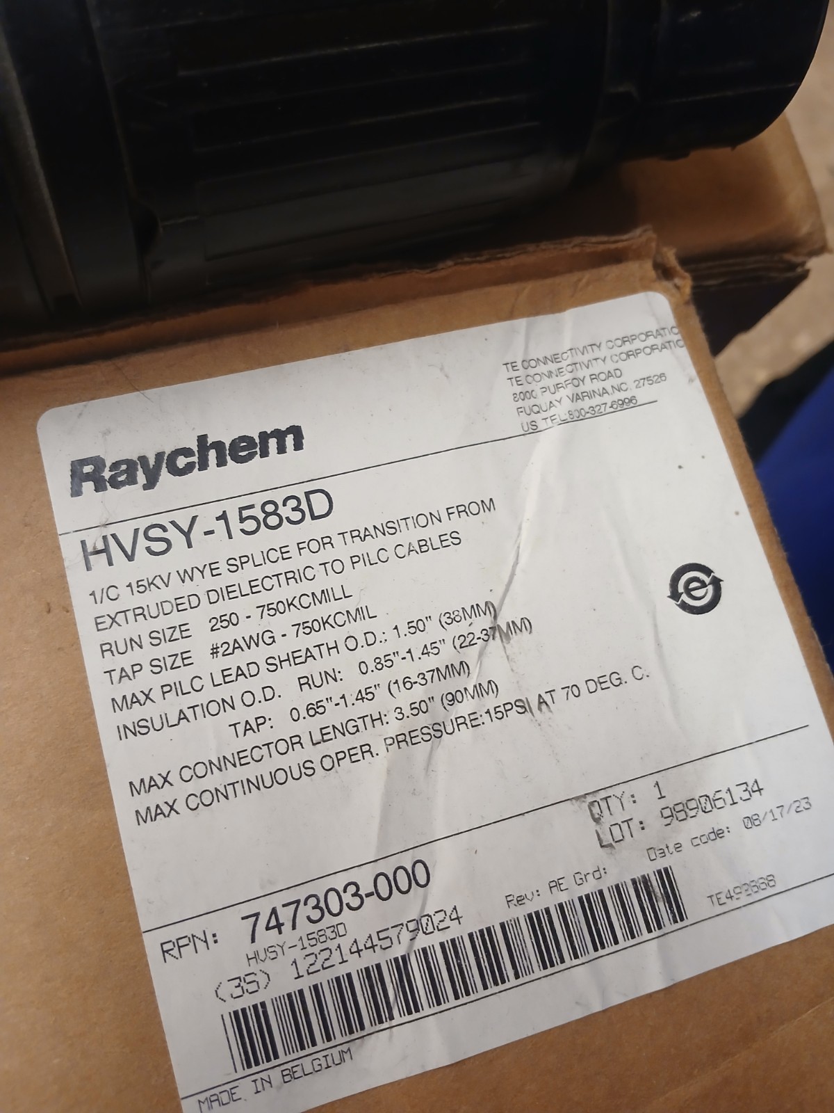 Raychem HVSY-1583D 15,000 volt splice kits