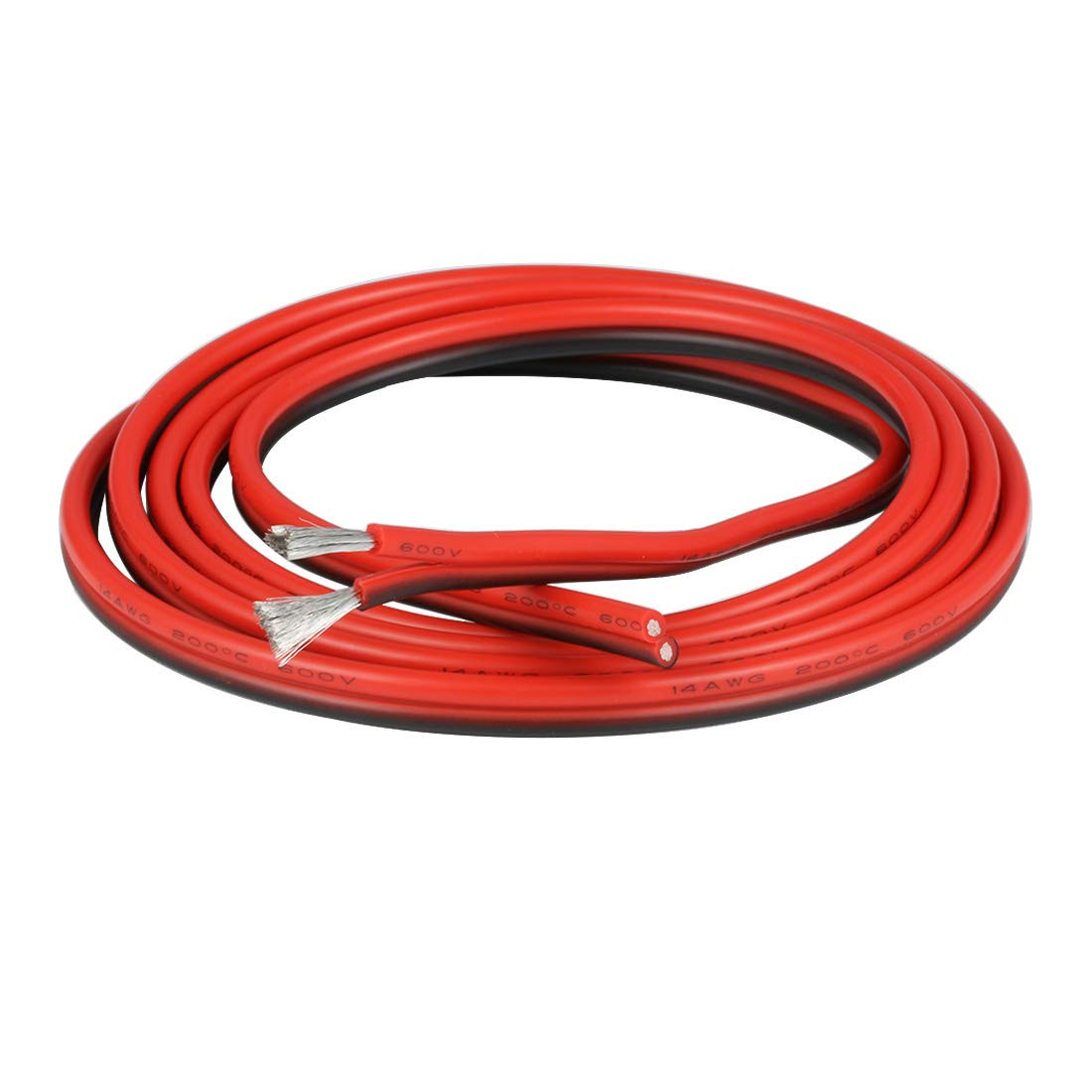14 Gauge Flexible 2 Conductor Parallel Silicone Wire Red Black High