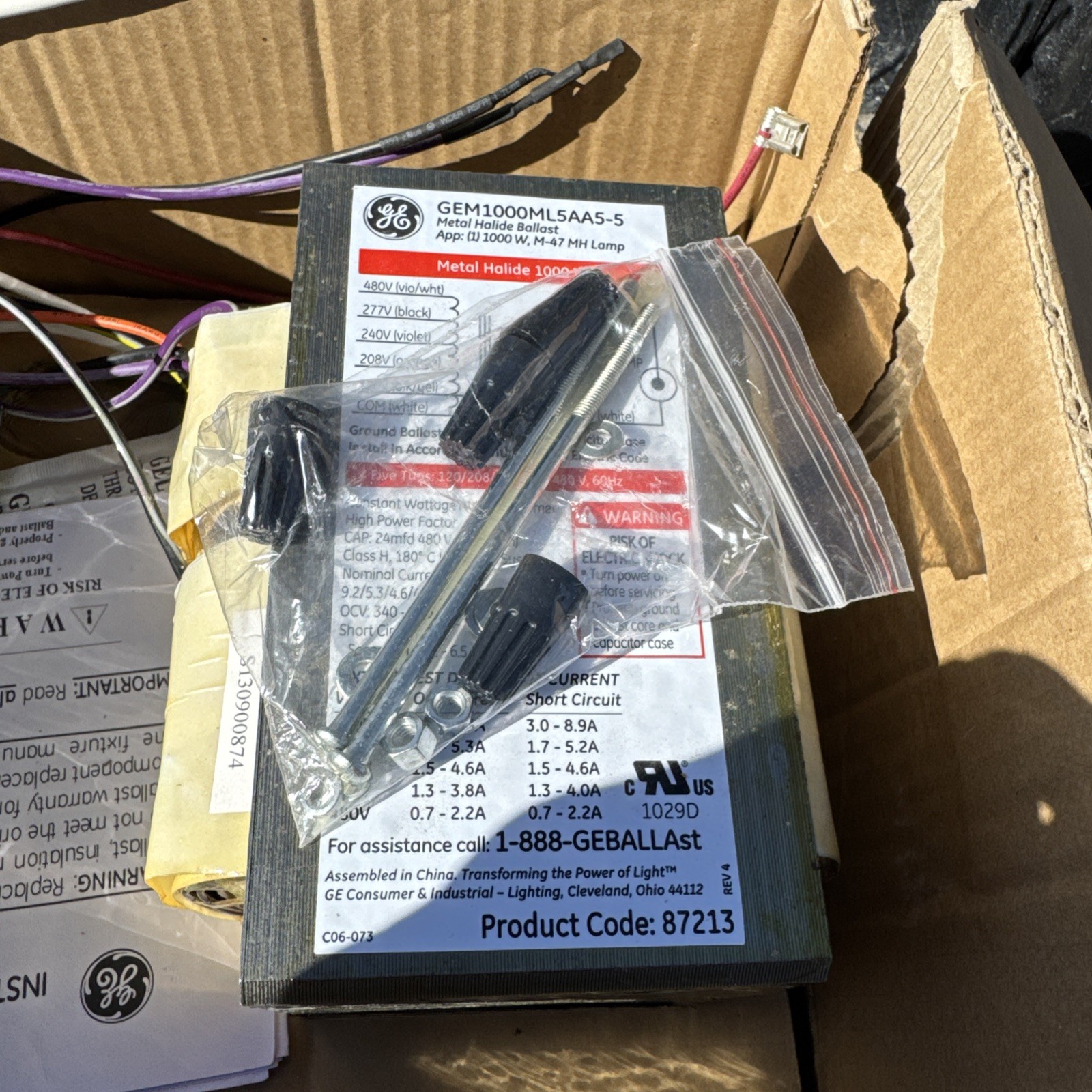 GE 87213 GEM1000ML5AA5-5 1000W HID Distrib. Replace Kit Magnetic C&C Ballast Kit
