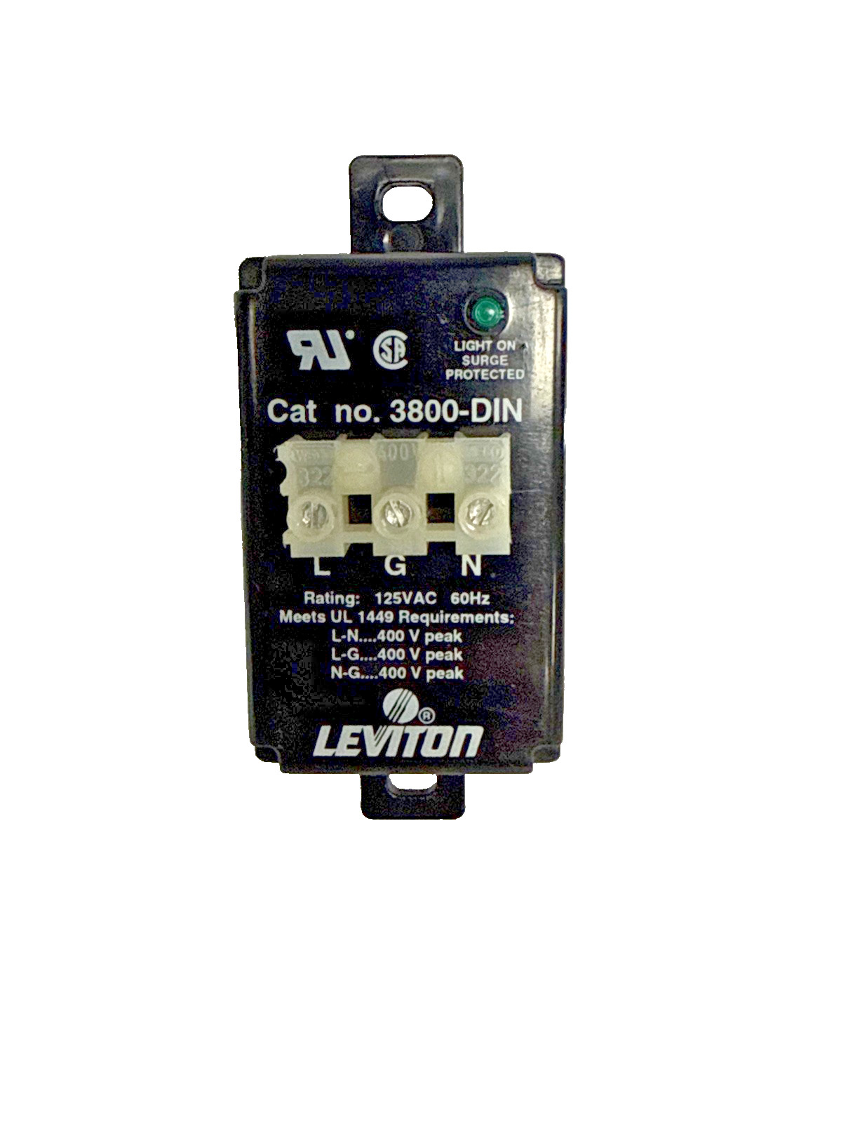 Leviton 3800-DIN Surge Protector 125VAC 60Hz DIN Rail