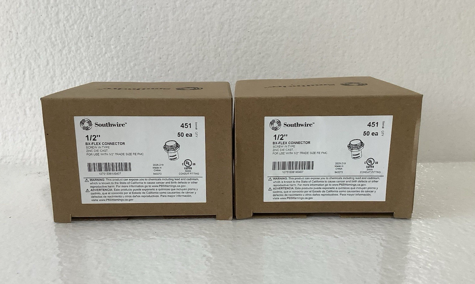 100 qty Southwire 451 1/2″ Die-Cast BX-Flex Connector Screw In Type