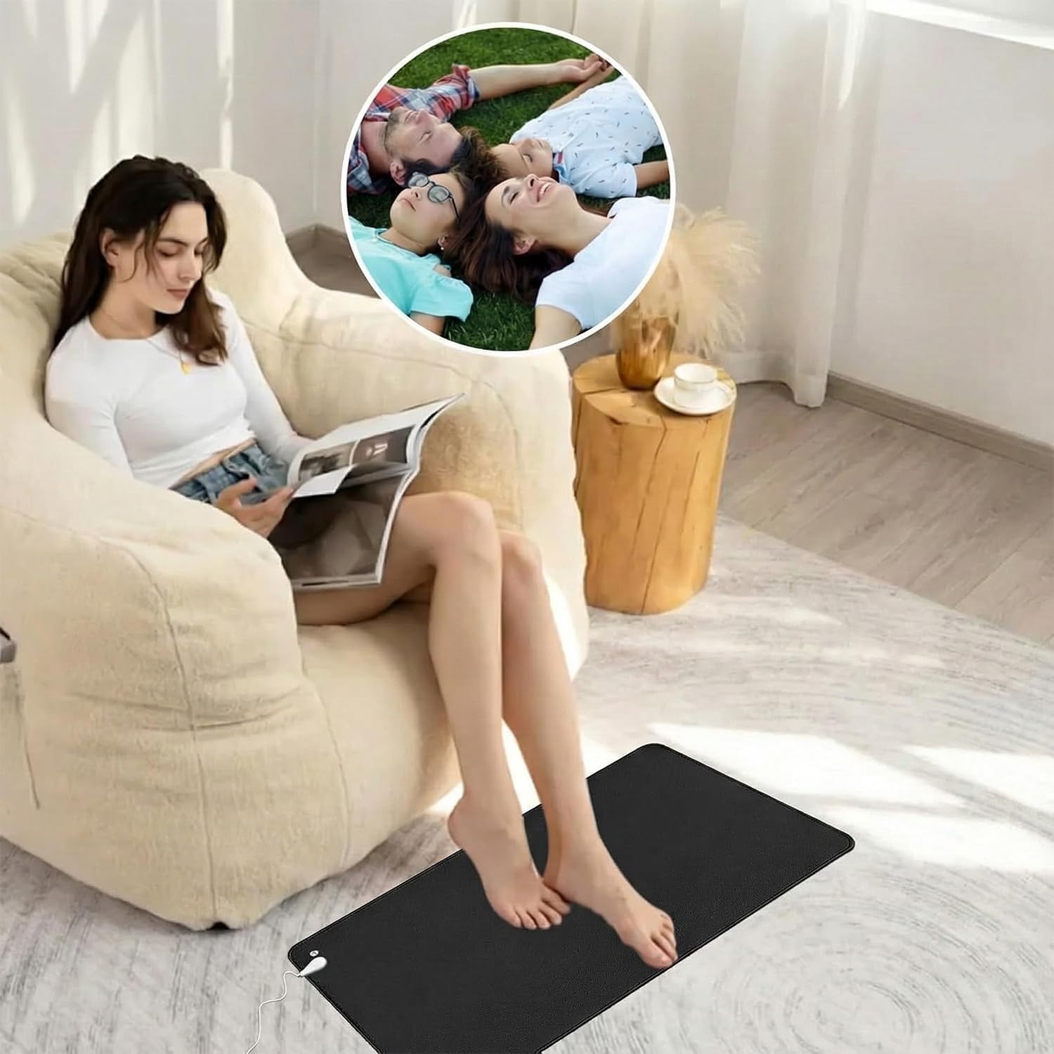 Durable Grounding Pad Kit for Better Sleep: 12×24 with 15ft Cord & Wriststrap