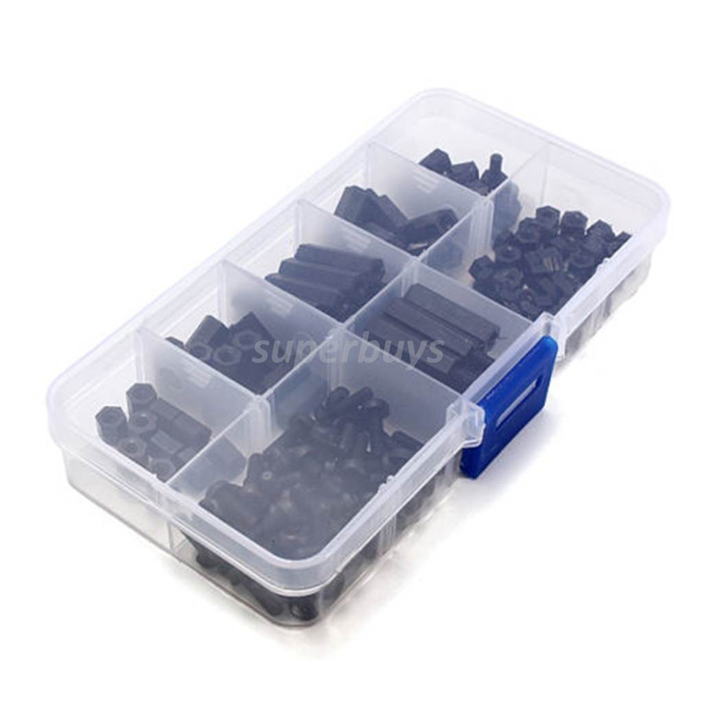 160Pc M-F Hex Spacer M3 Screw Nylon Nut Separator Kit Stand Off Standoff Set PCB