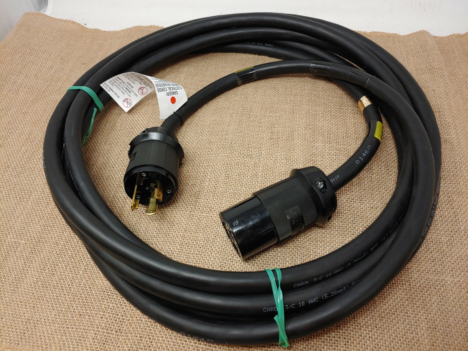 Carol 3/C 10AWG 600V UL Listed Water Resistant Extension Cord 30A 250V Hubbell