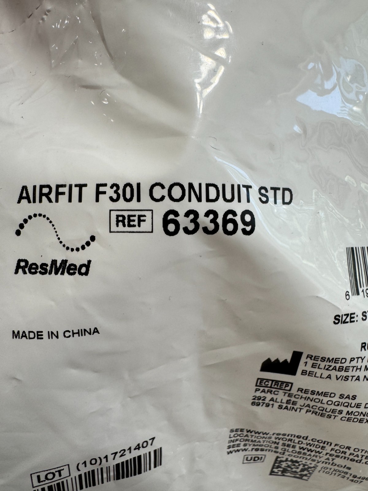 ResMed AirFit F30I Conduit Standard 63369 New (e41)