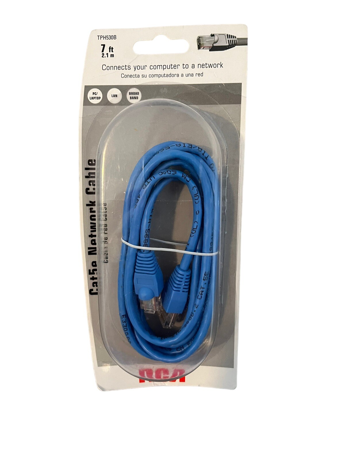 RCA Blue 7 ft Cat5e TPH530BR LAN Computer Network Cable