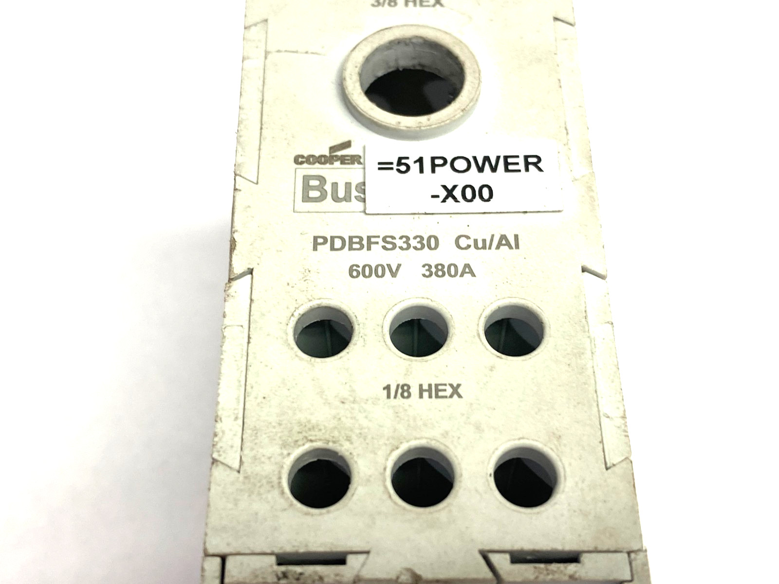 Cooper Bussmann PDBFS330 Power Distribution Block 600V 380A NO TOP TERMINAL LUG