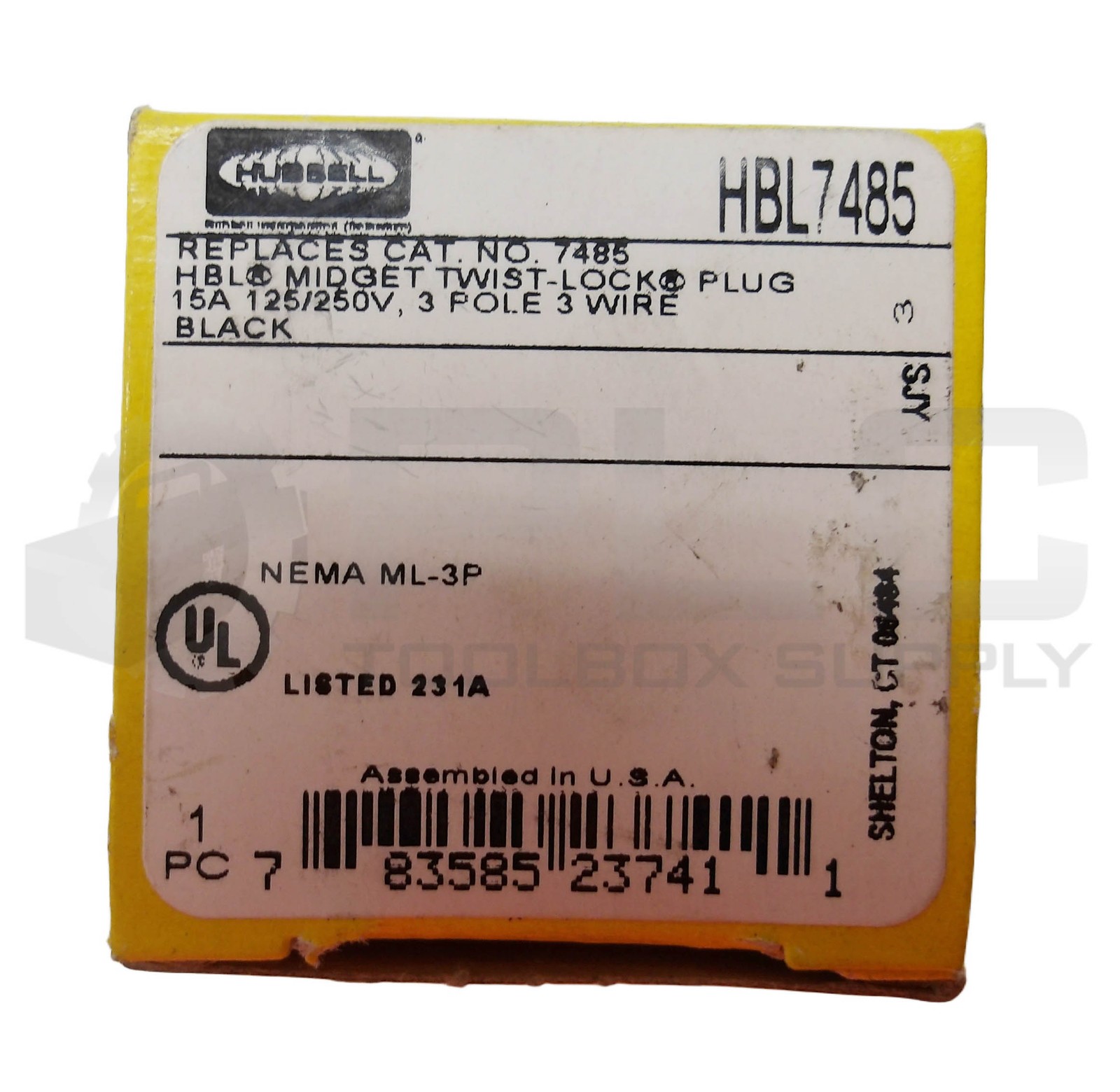 NEW HUBBELL HBL7485 CONNECTOR LOCK PLUG 15A, 125/250V