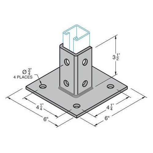 Haydon B-620-SQ-EG, 3-1/2″ H Post, 1-7/8″ Channel, Post Base, 1 pc
