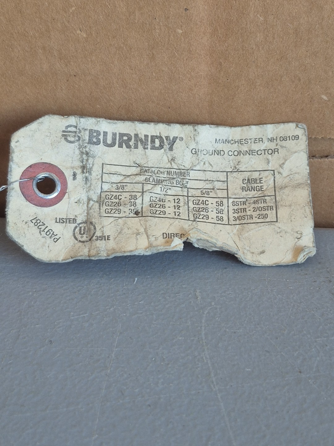 Burndy GZ26-58, 3 to 2/0 AWG Str, 5/8 Stud, Mechanical Grounding Connector, 1 pc
