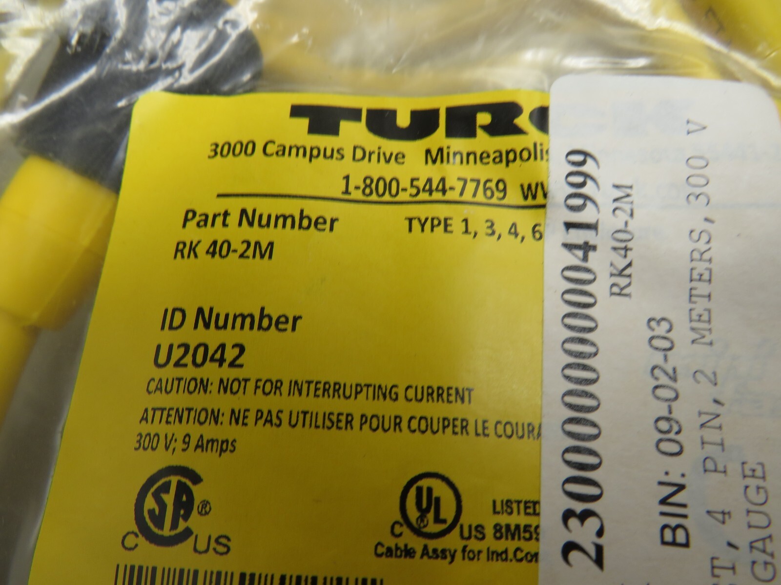 Turck RK40-2M Cable Lot of 4!