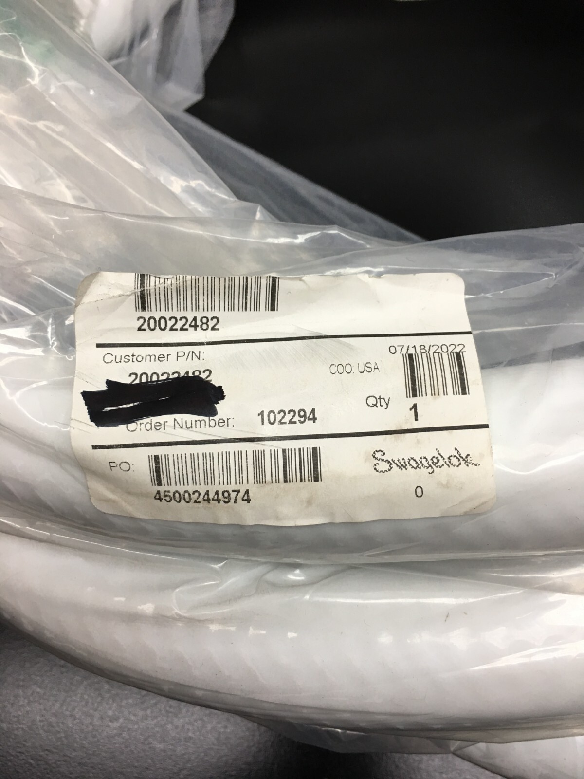 Swagelok U Series VT-16 PFA Hose PN SS-UT16KE16KE16-72PA2 Lot 2 PCS