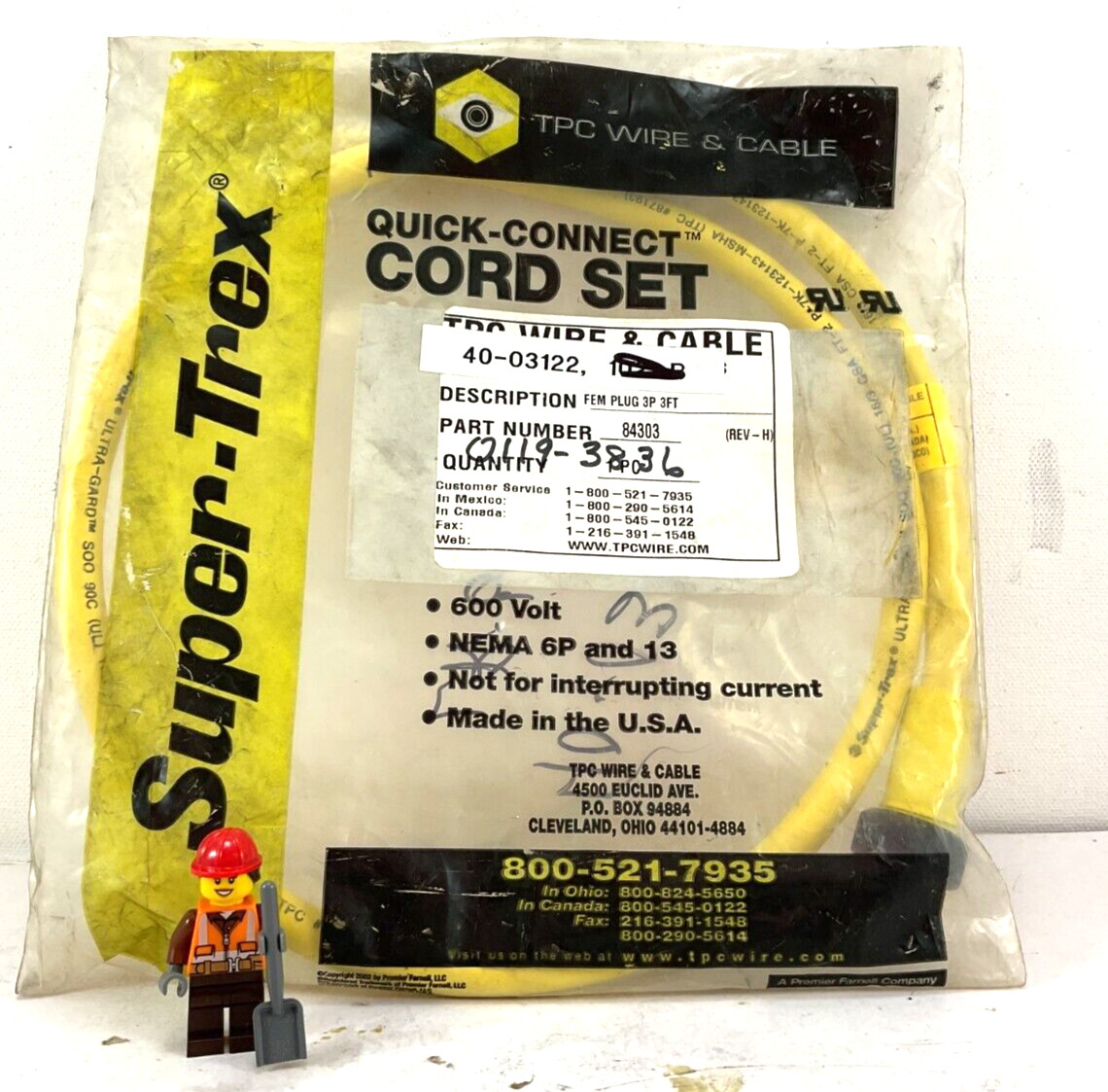 84303 TPC Super-Trex *NOS* Quick-Connect, 3 Pole, Female, Cable
