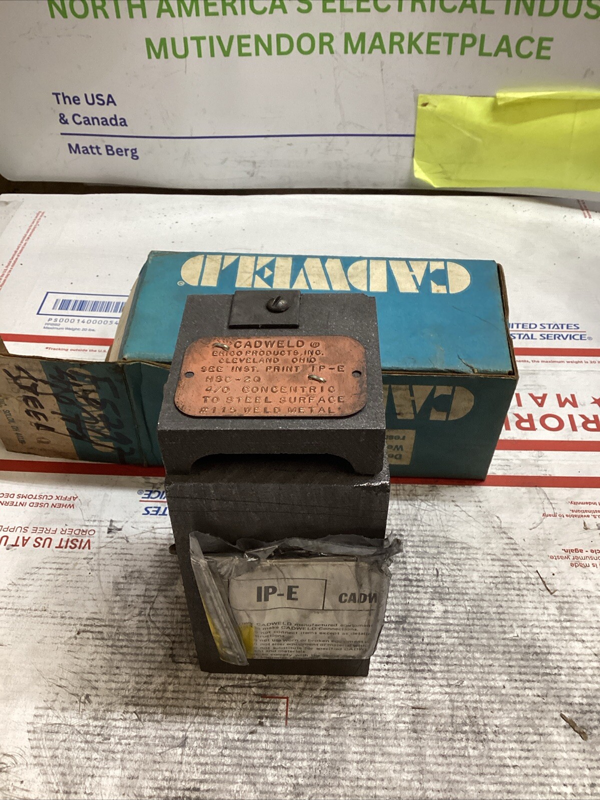 ERICO CADWELD IP-E HSC-2Q MOLD 4/0 CONC RUN & TAP STL #115 CART ED4U 3295