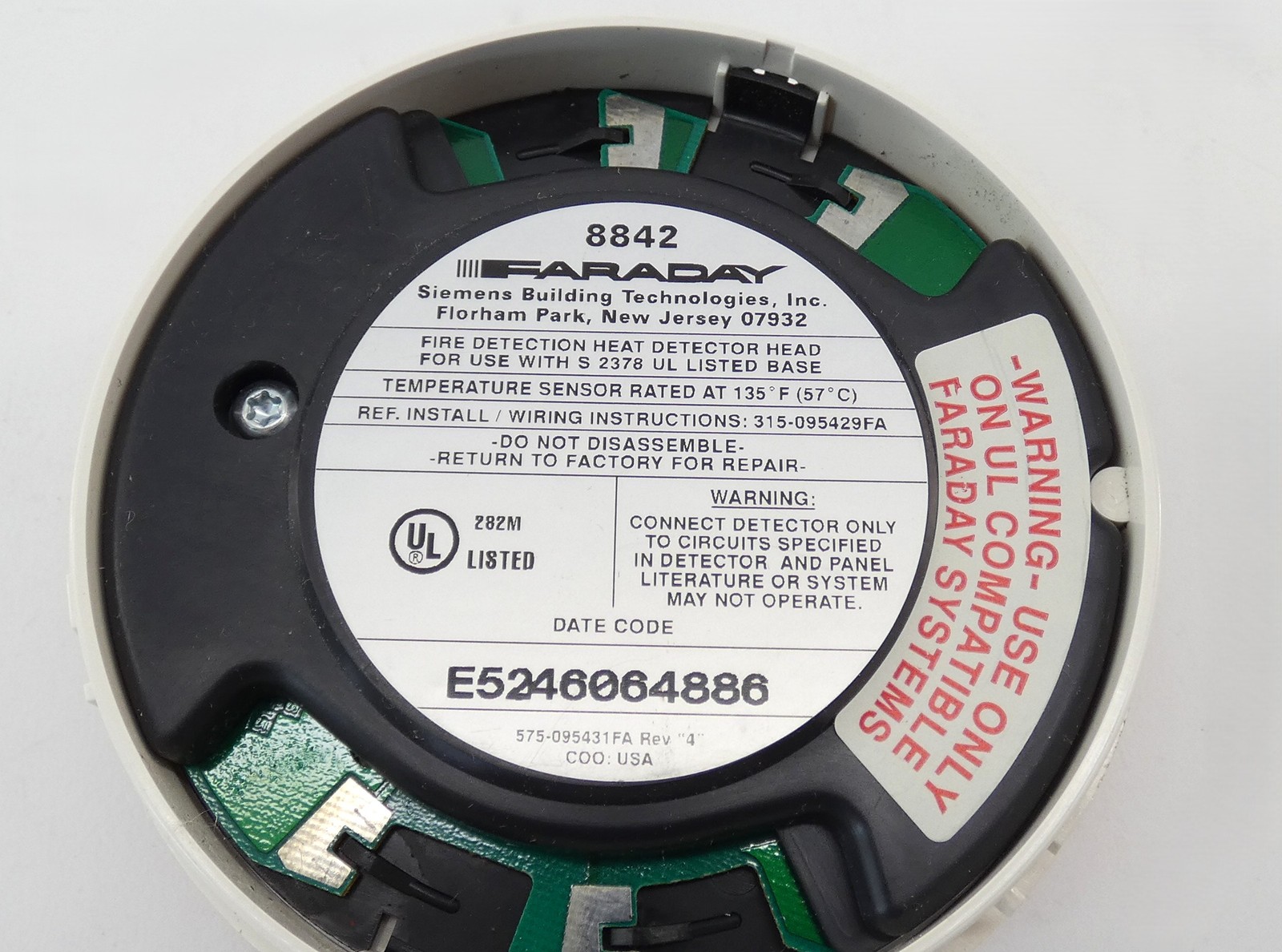 Faraday 500-095430FA Model 8842 Thermal Fire Detector – NEW Surplus!