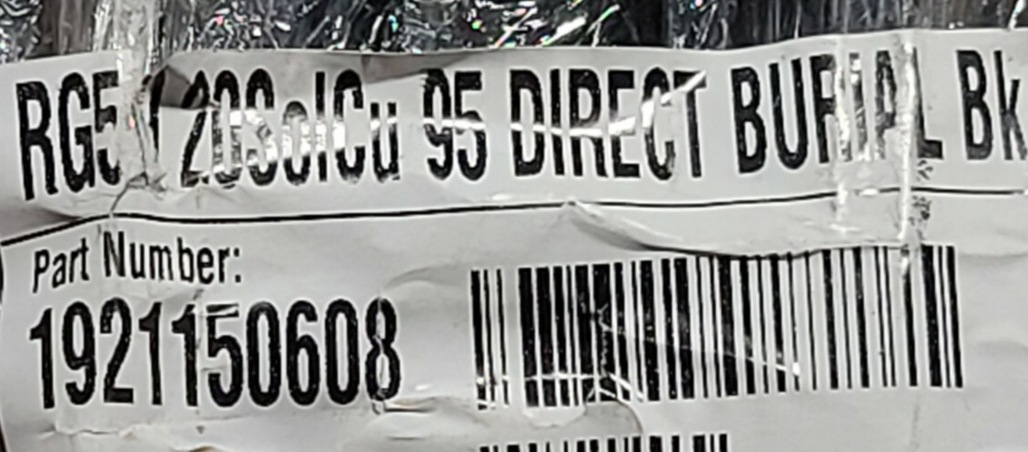 Southwire 192115 #20awg RG59 Flooded Direct Burial Coaxial Video Cable /100ft