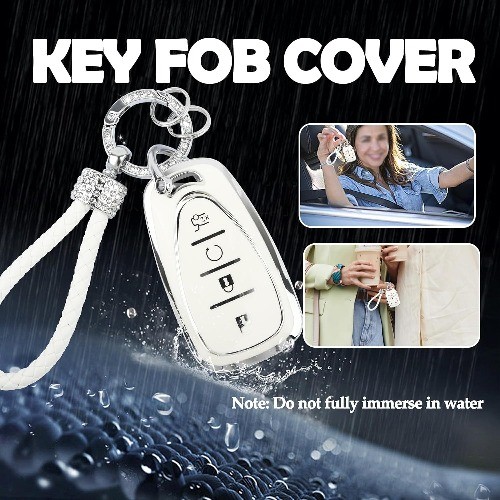 TPU Key Fob Cover with 4-Button Design and Keychain, Bling Car Accessories Prote