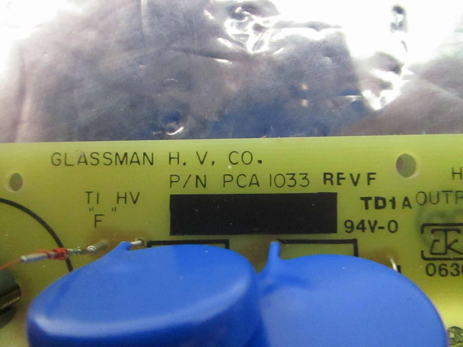 Glassman PCA1033 High Voltage Board, POWER SUPPLY, PCA 1022, REV F, 103443
