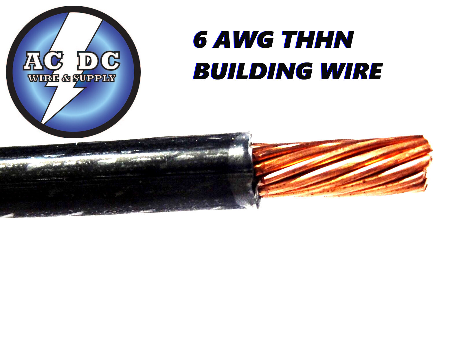 THHN 6 AWG GAUGE BLACK NYLON PVC STRANDED COPPER BUILDING WIRE 200′