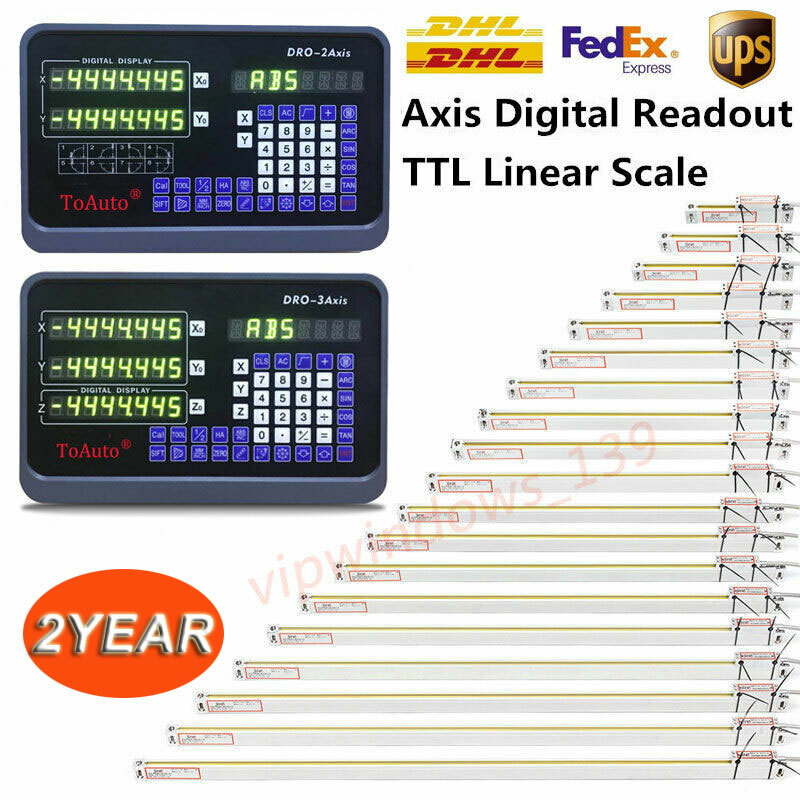 3/2Axis Digital Readout DRO Display Linear Scale 100~1000MM for Mill Lathe CNC