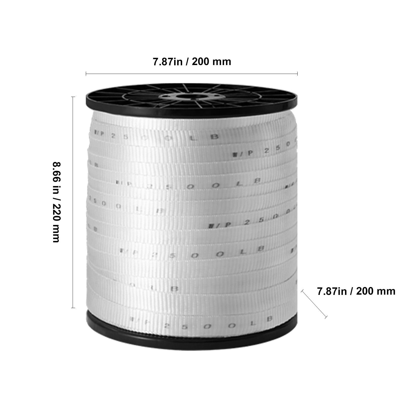 3/4″x528′ Polyester Webbing Pull Tape, 2500 lbf, Printed & PP-Sleeved