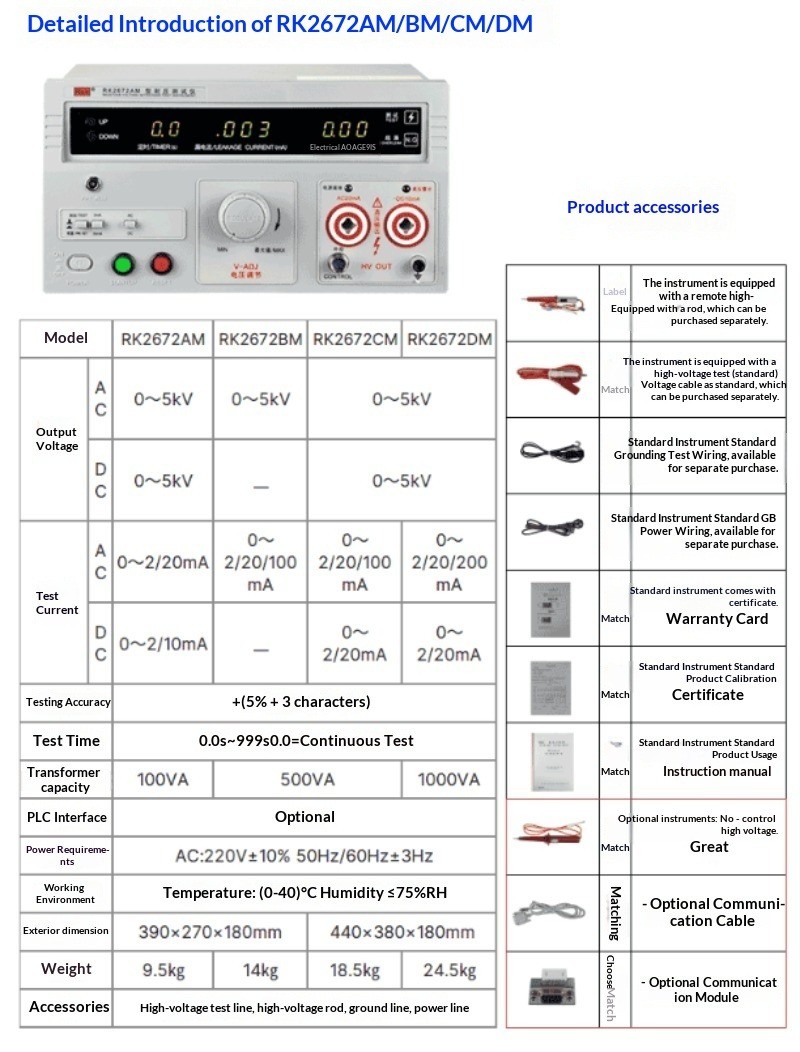 Dielectric Withstand Tester, AC/DC Insulation Withstand Tester220V