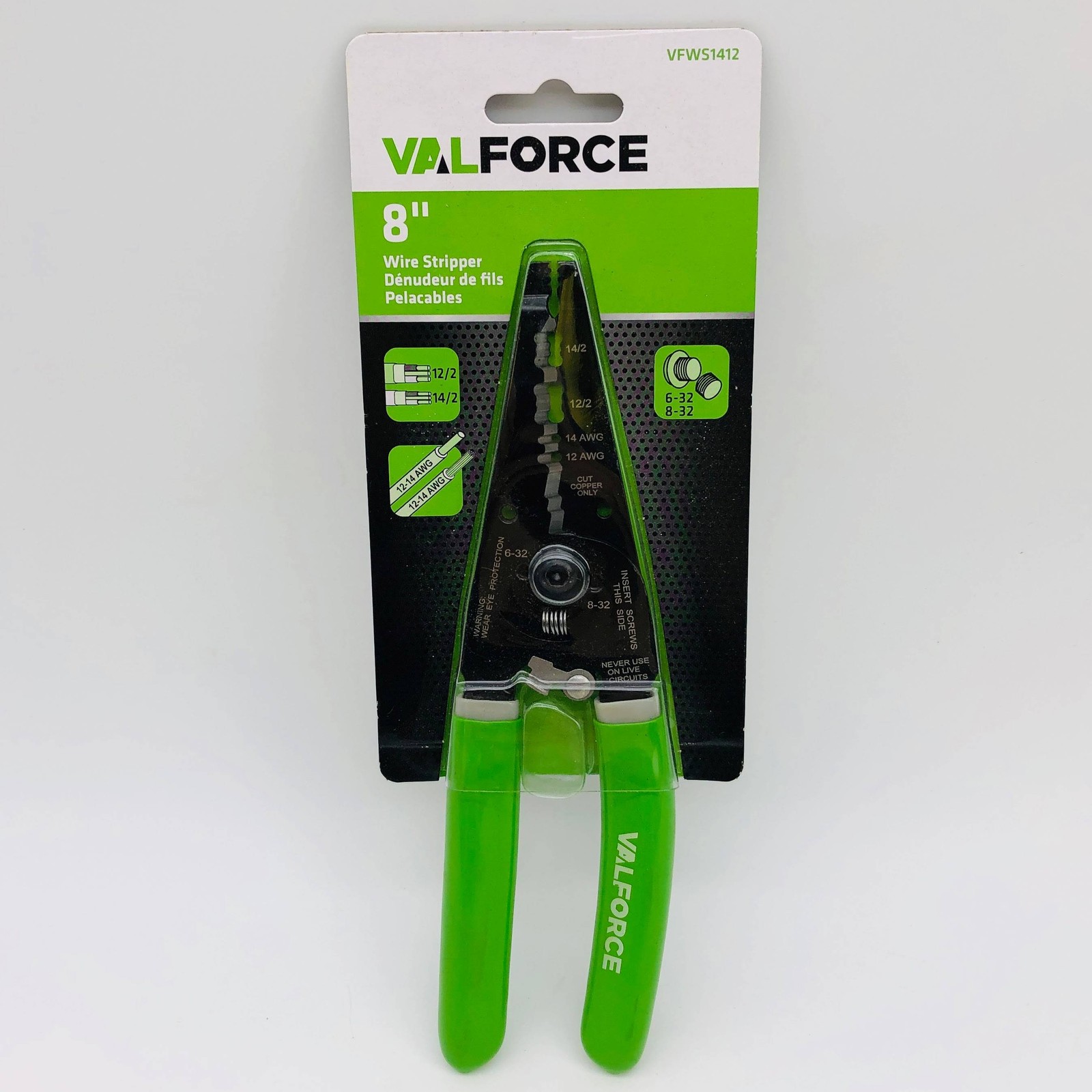 ValForce VFWS1412 Wire Stripper 8″ Industrial Heavy Duty 12-14 AWG 12/2 14/2