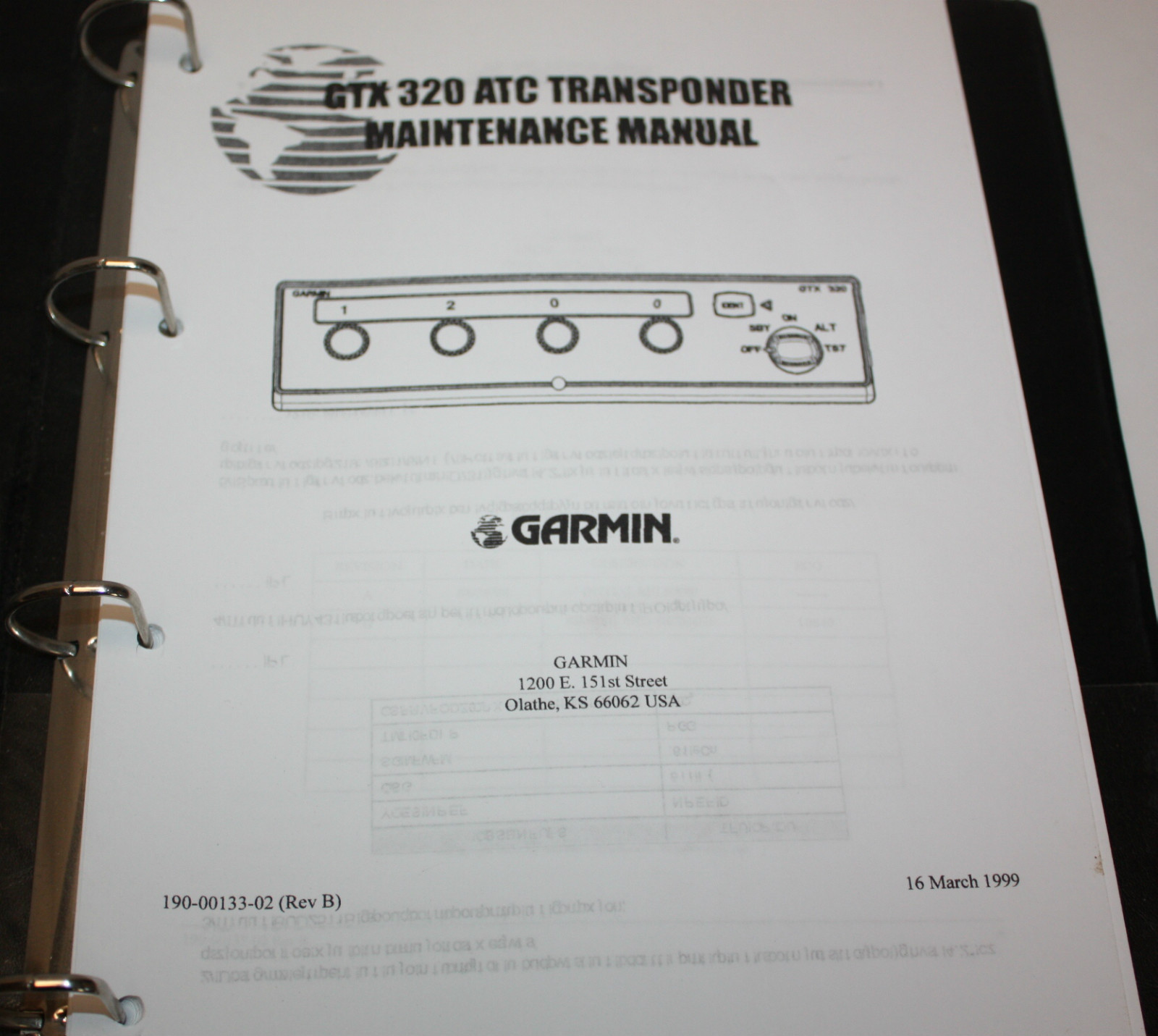 Garmin GTX 320 ATC Transponder Maintenance Manual