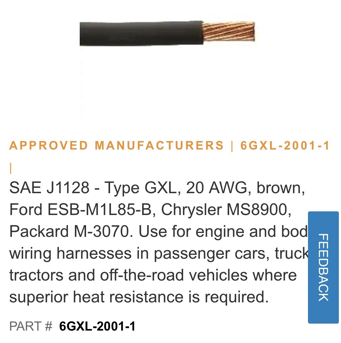 25 Ft Copperfield #20awg SAE J1128 GXL Brown General Purpose Wire # 6GXL2001-1