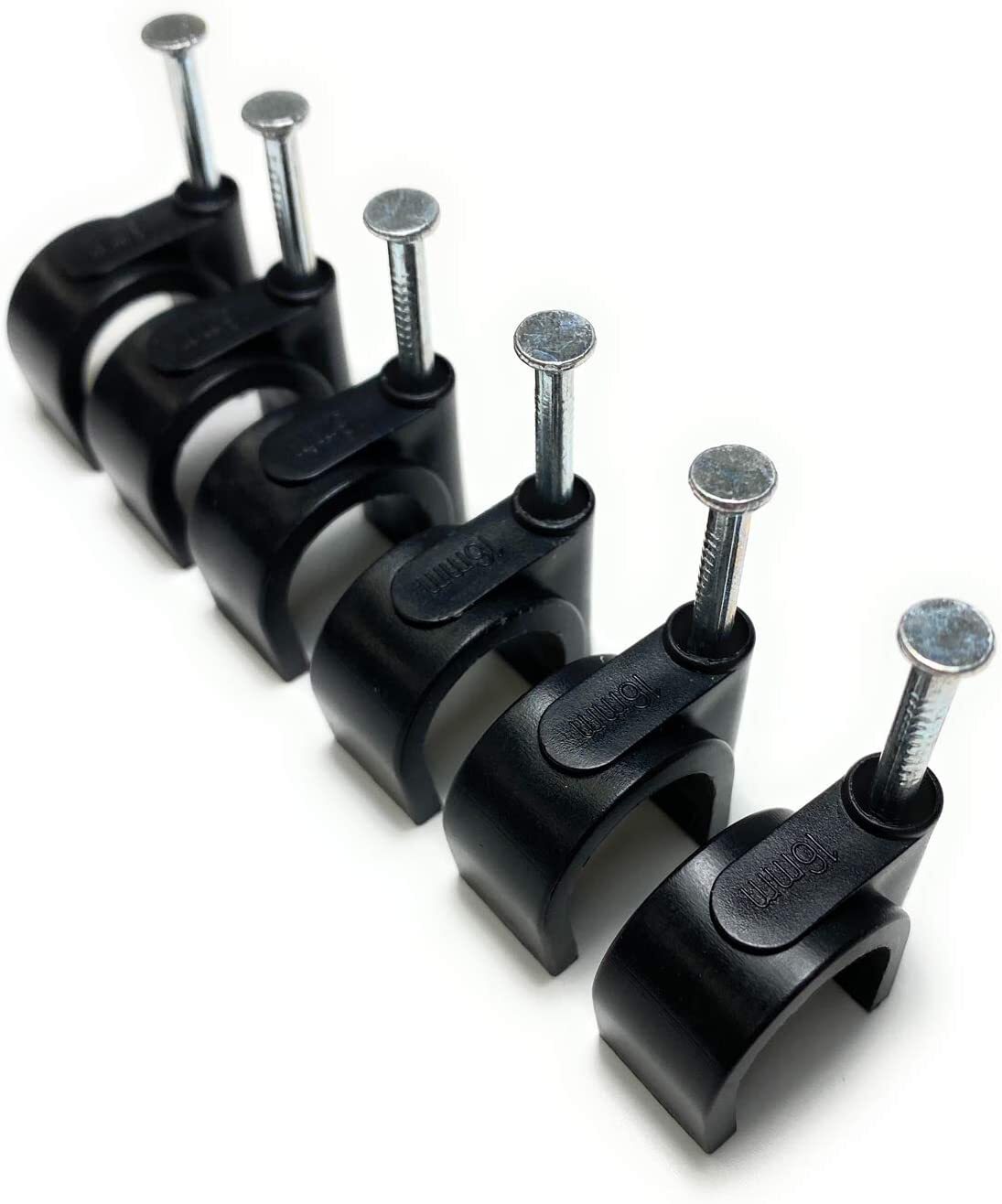 Round White & Black Cable Clips 5mm-12mm with Fixing Nails – Packs of 10-100-400