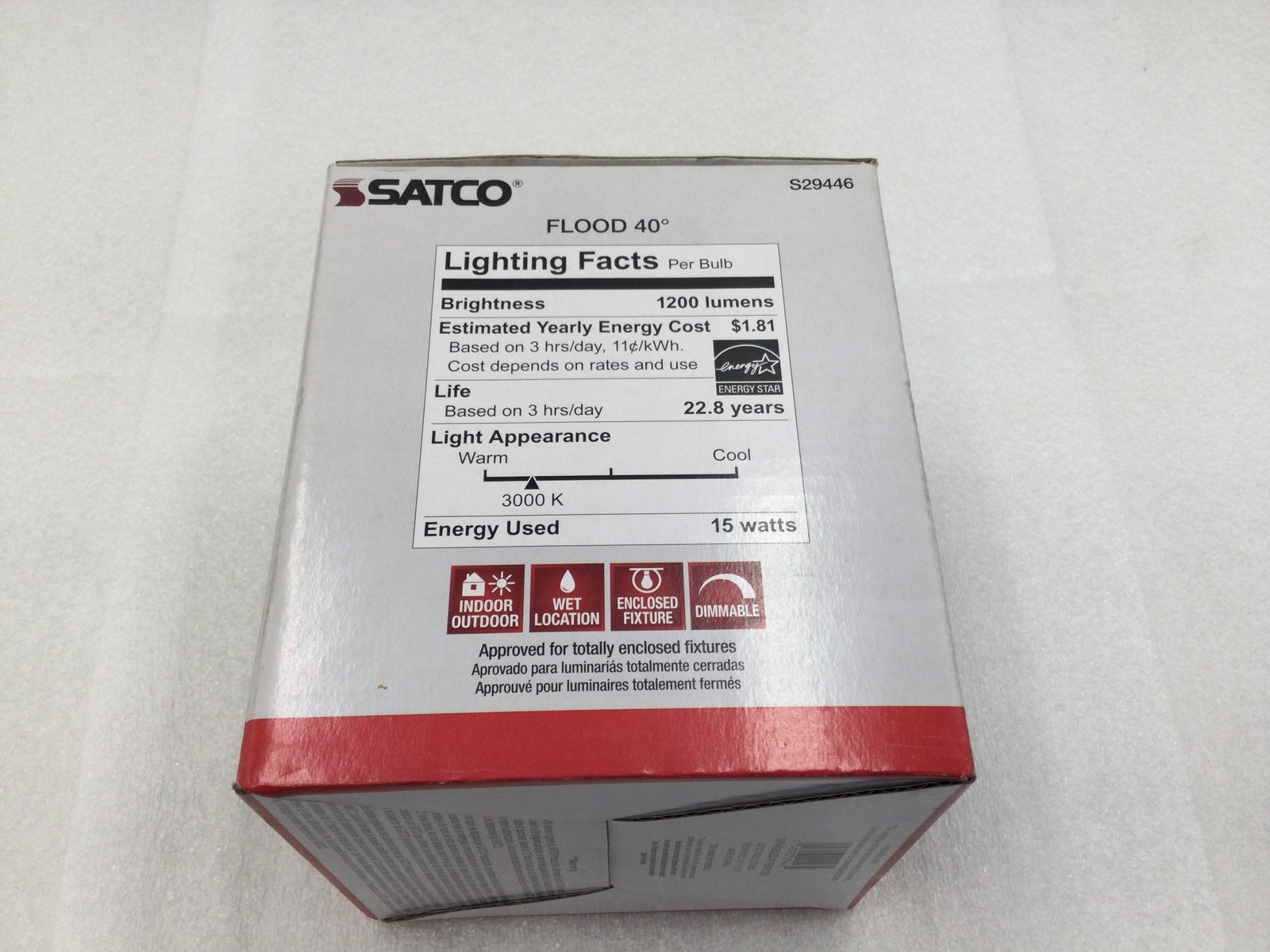 Satco S29446 PAR38/FL 15W LED Bulb