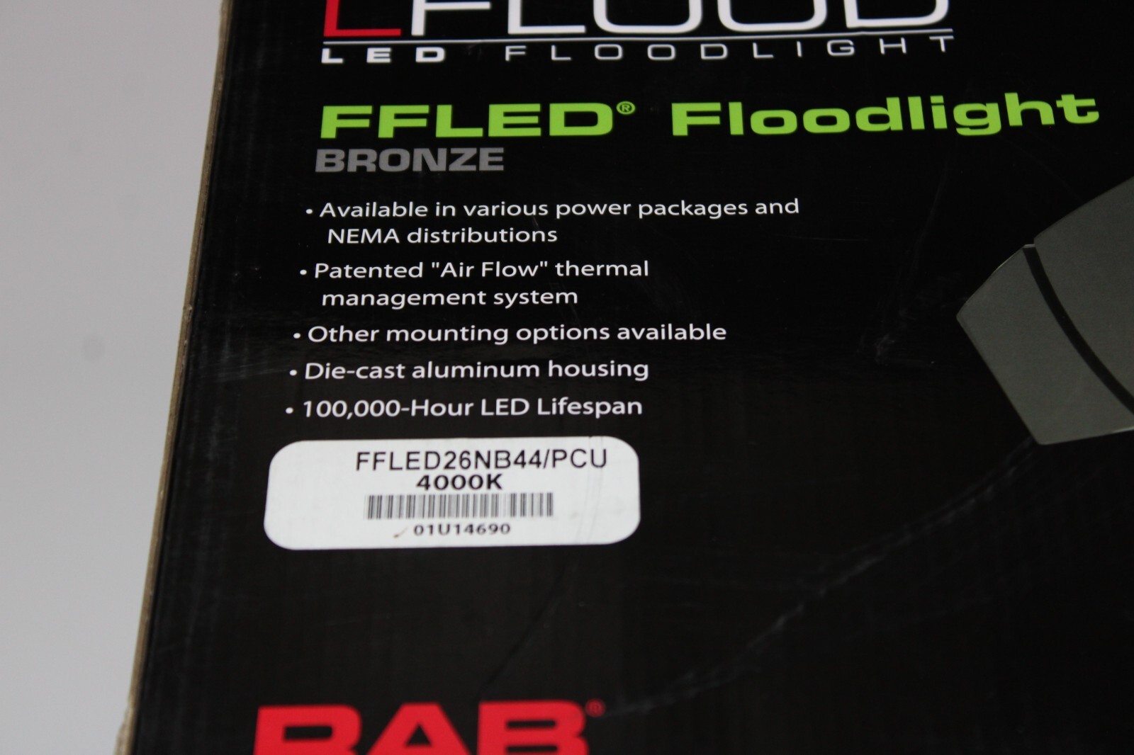 NEW RAB LIGHTING FFLED26NB44/PCU FFLED Floodlight 4000k Broze commercial