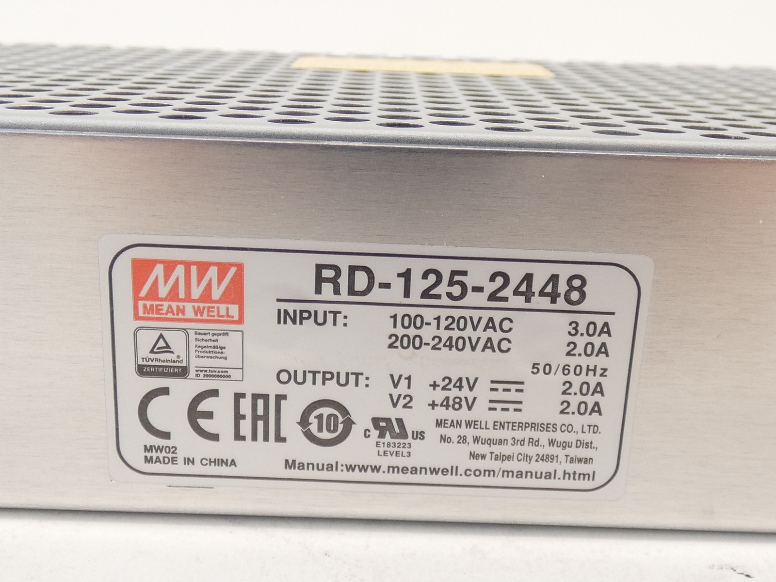 Mean Well RD-125-2448 Switching Power Supply 100-240VAC 3.0-2.0A – NEW Surplus!