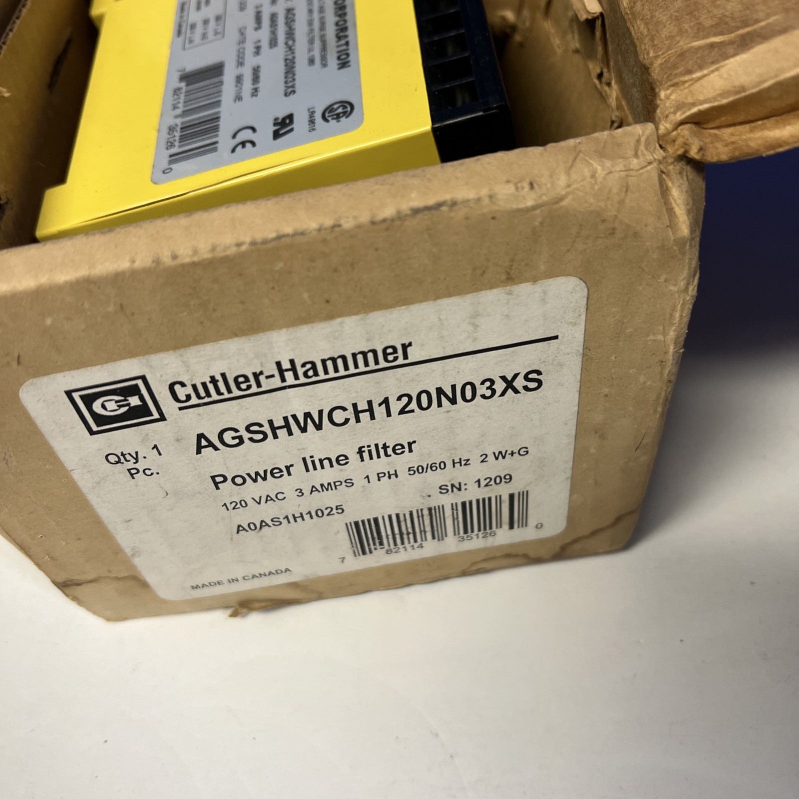 Cutler-Hammer AGSHWCH120N03XS Power Line Filter New Old Stock