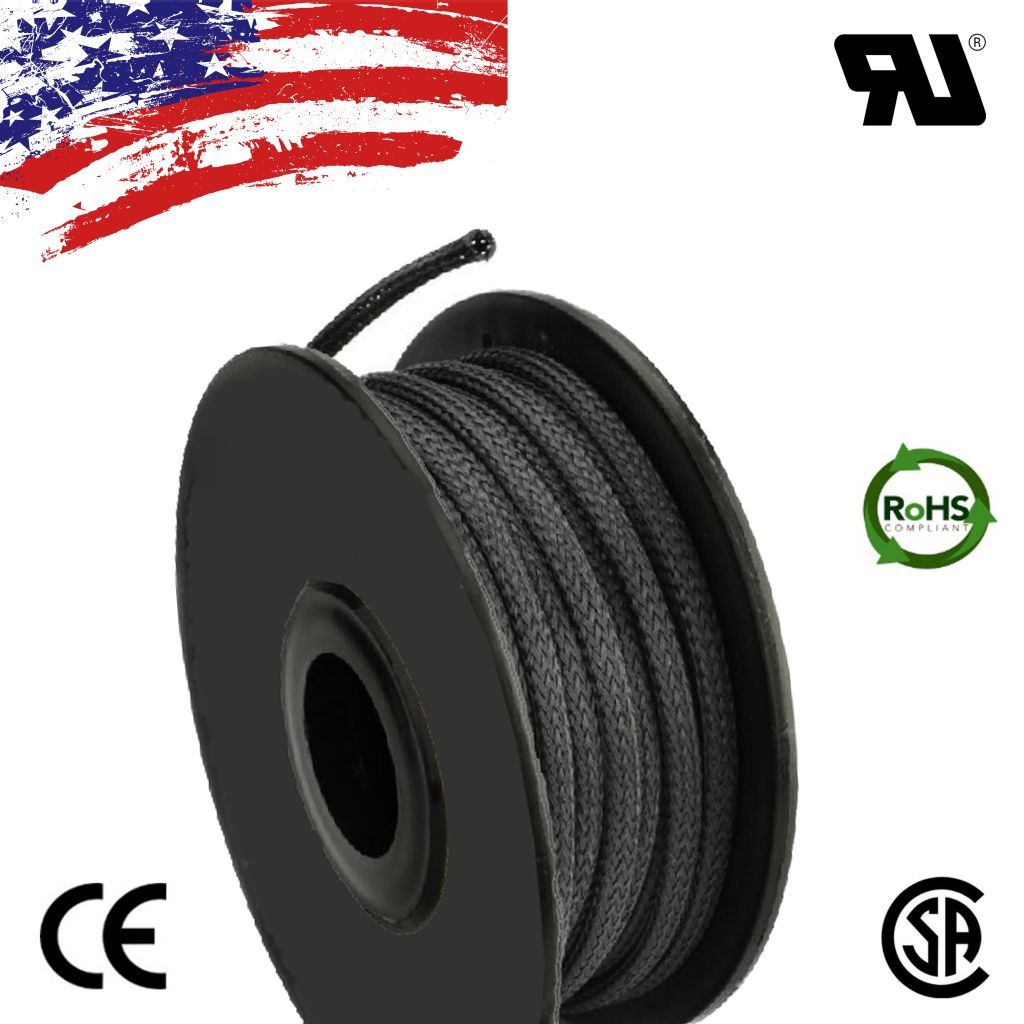 50 FT 1/8″ Black Expandable Wire Cable Sleeving Sheathing Braided Loom Tubing US